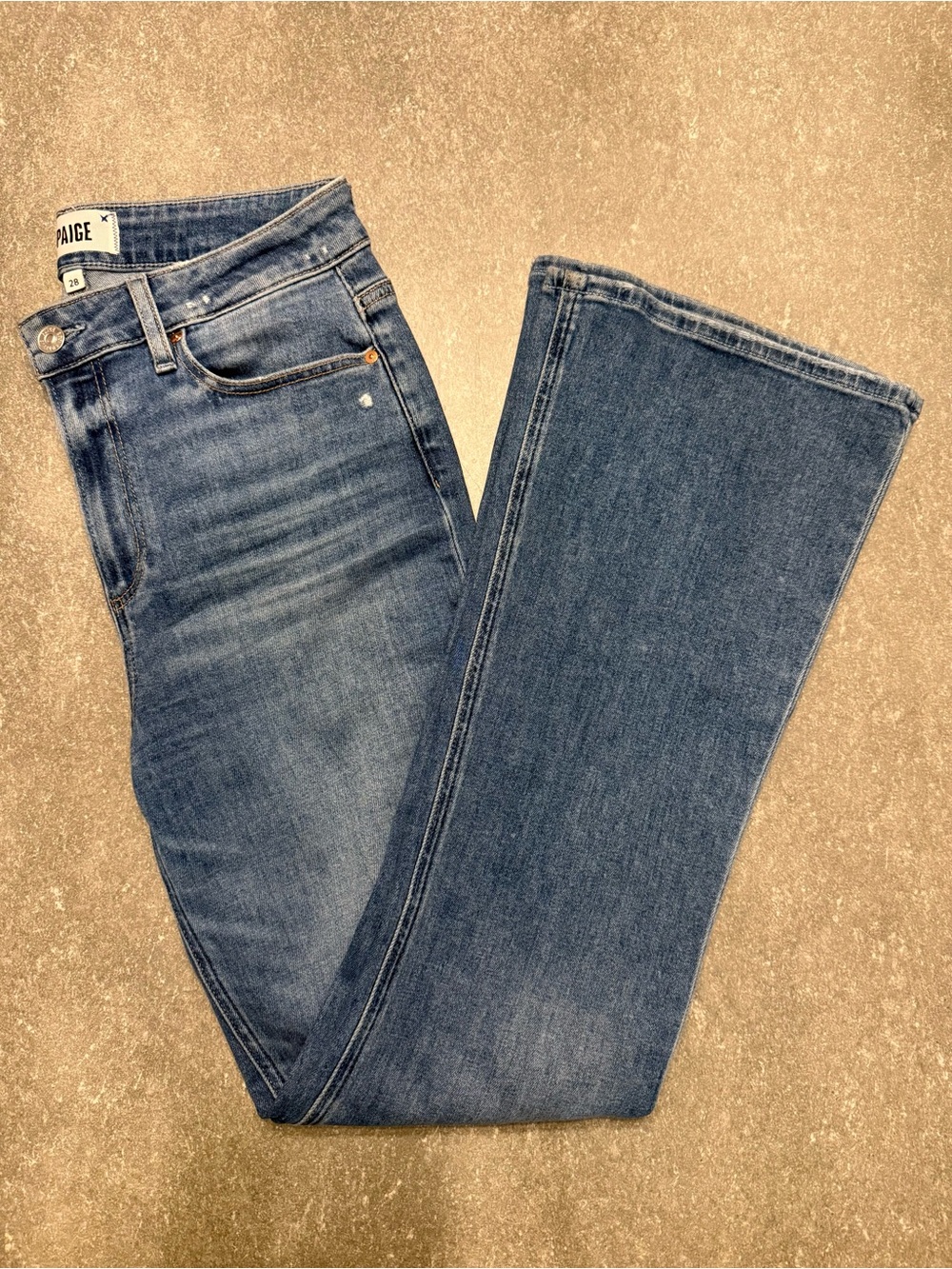 EUC PAIGE Women's Premium Denim High Rise Laurel Canyon Flare Size 28P
